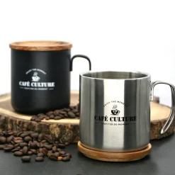 Double Wall Cups|Camping>Ma Caféine Café Culture | Double wall black steel mug 450ml