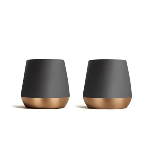Double Wall Cups|Ceramic Mugs>Ma Caféine Fellow | Set of 2 black double wall Junior ceramic cups