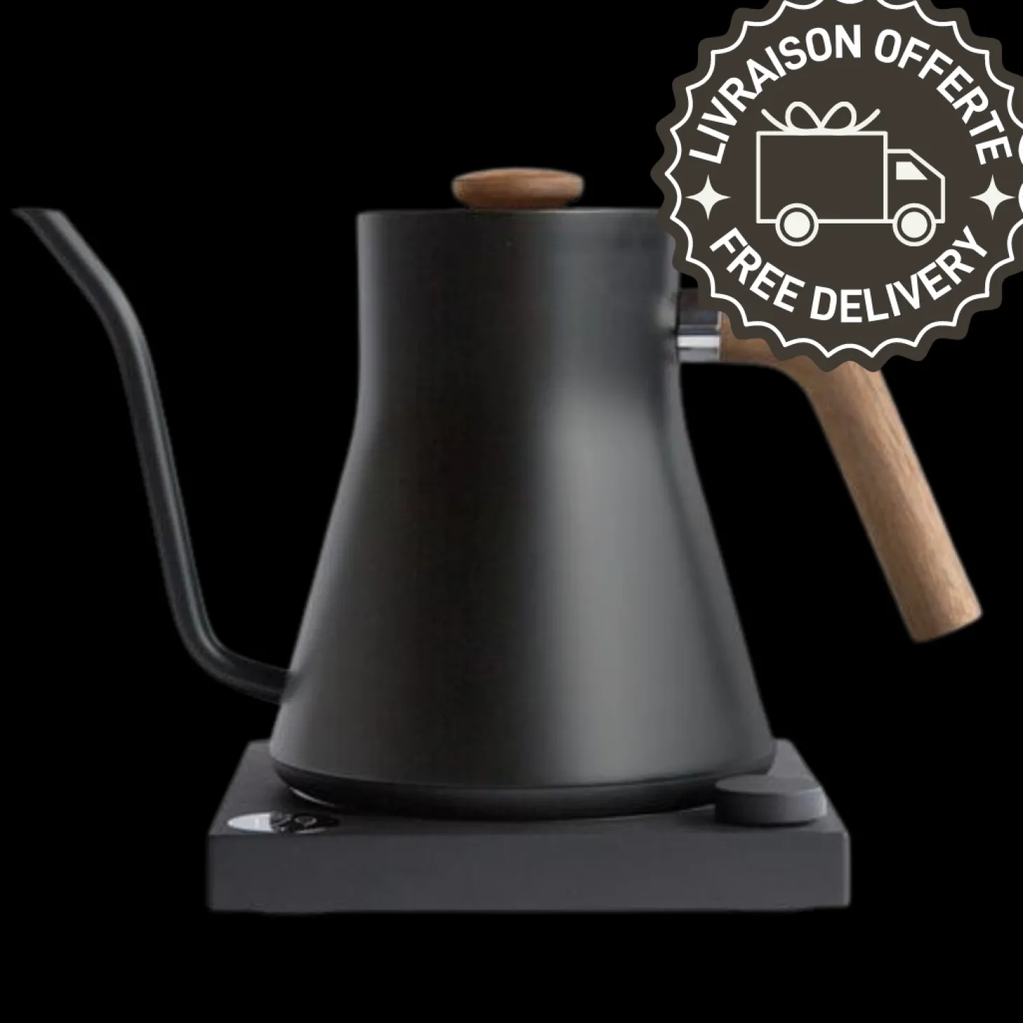 Barista Tools|Barista Tools>Ma Caféine Fellow | Stagg EKG Variable Temperature Kettle - Matte Black Walnut