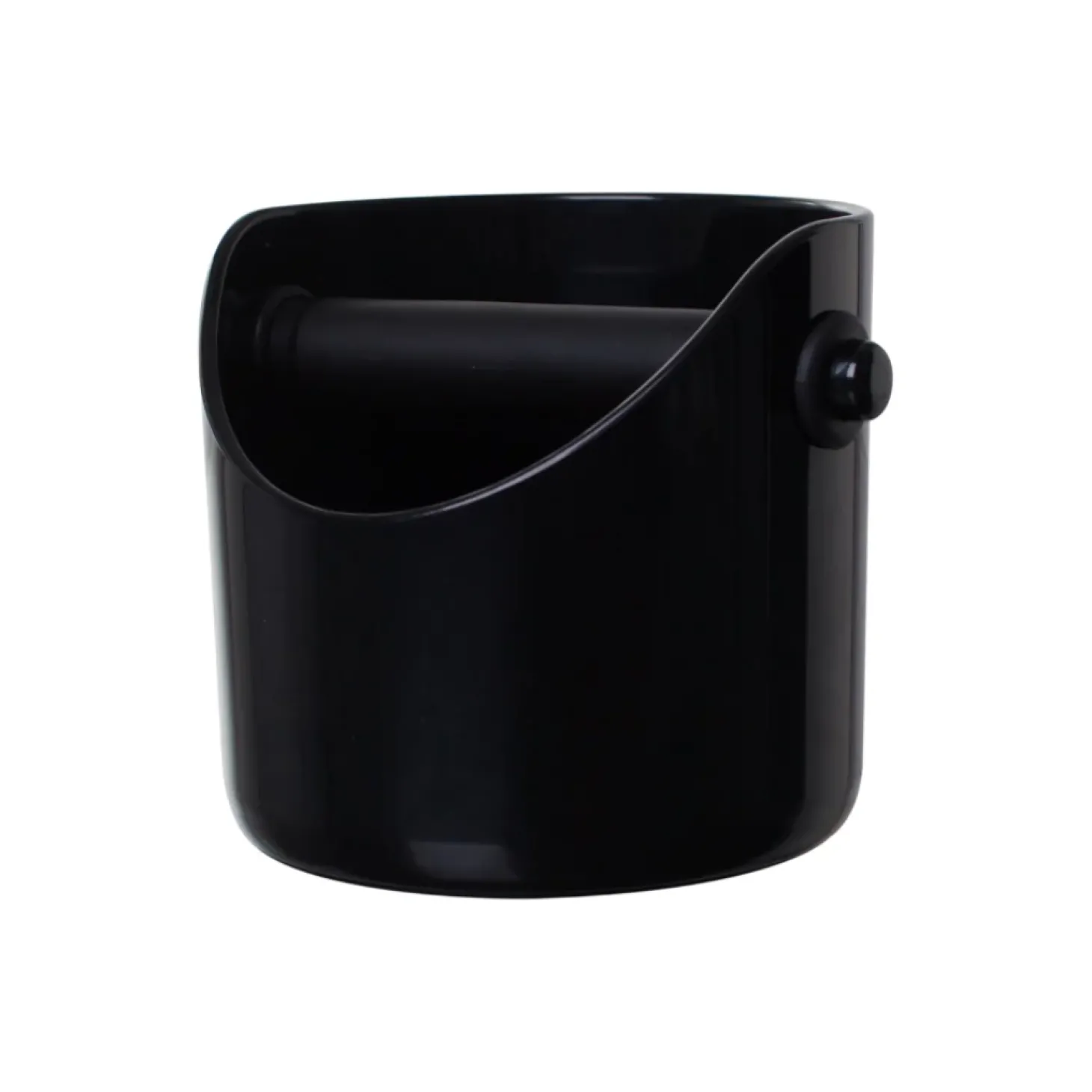 Barista Tools|Barista Tools>Ma Caféine Grindenstein | Black plastic grounds container with non-slip rubber strip