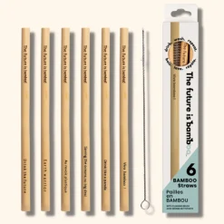 Bamboo Products|Bamboo Mugs>Ma Caféine The Future is Bamboo | Pack of 6 bamboo straws