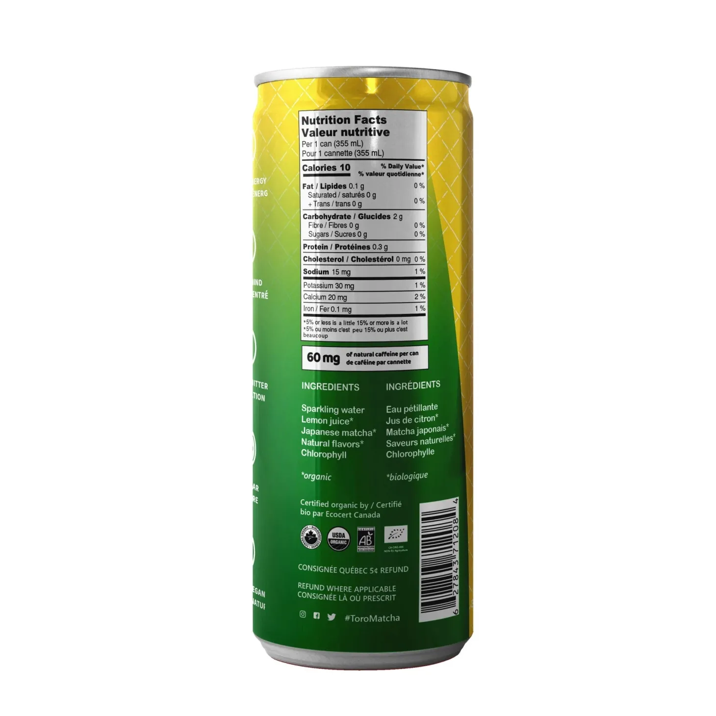 Ready-To-Drink Beverages|Quebec Products>Ma Caféine ToroMatcha | Sparkling Pineapple without sugar - 355ml